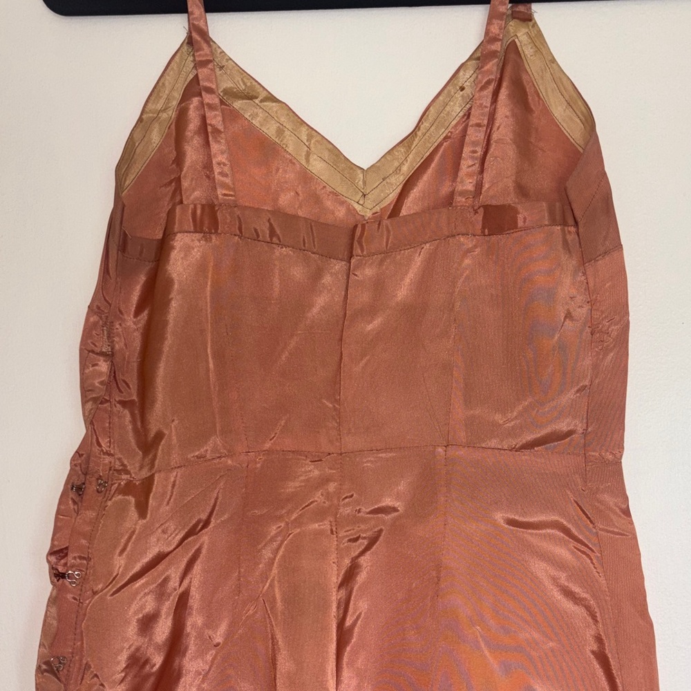Stunning Vintage handmade Peach Floral with Sheer Beaded Overlay - Picture 7 of 16